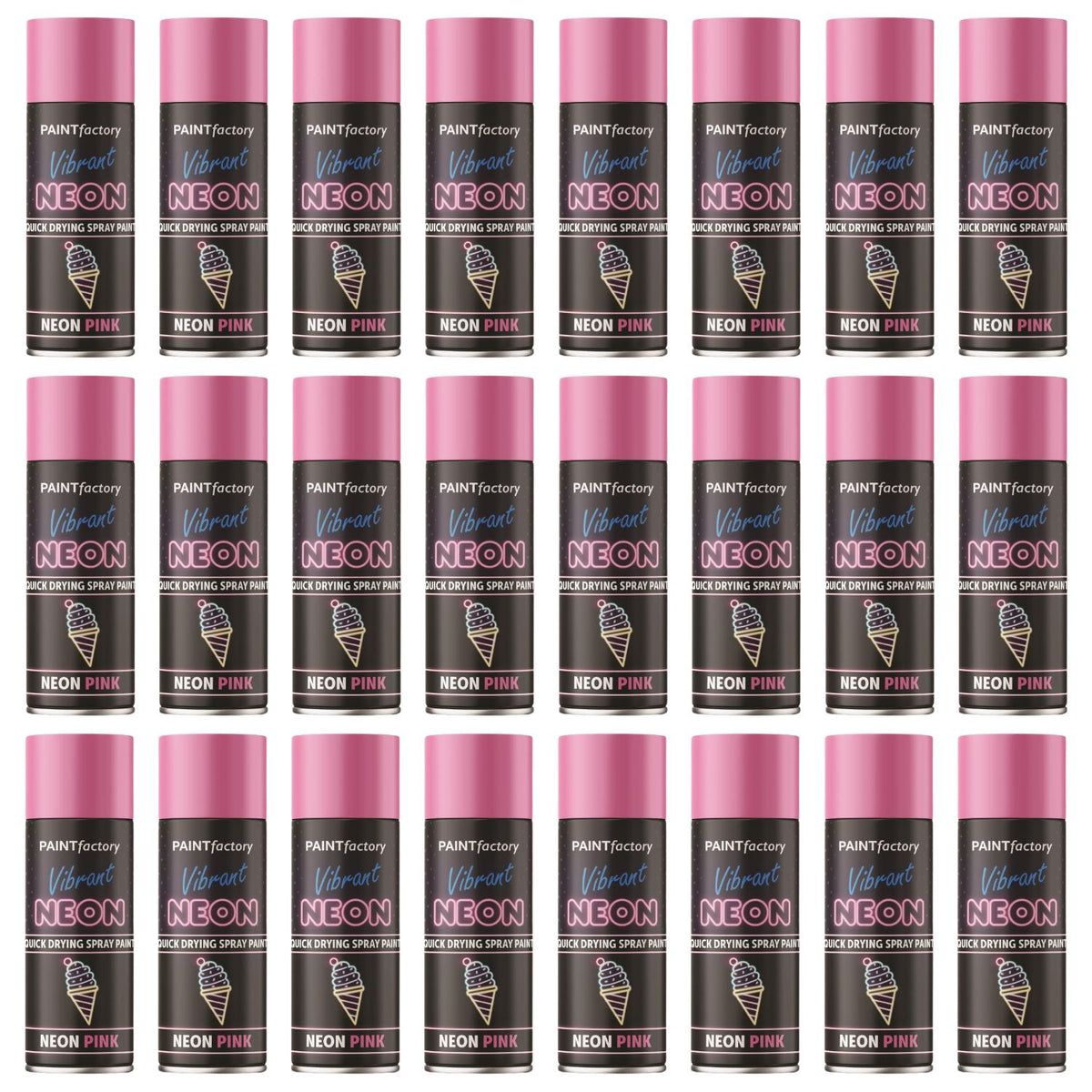 24X - Paint Factory Fluorescent Neon Pink Spray Paint 200ml
