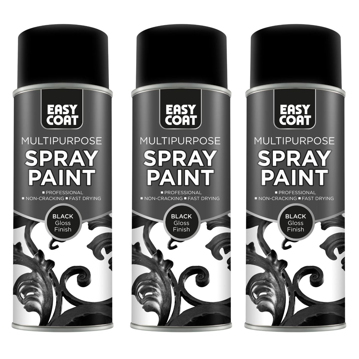 3X 151 Black Gloss Spray Paint 400ml