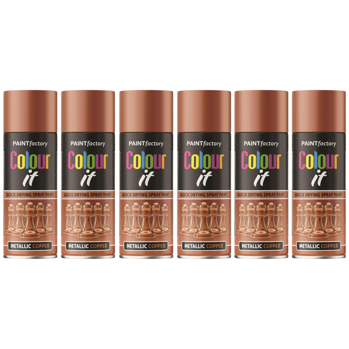 6X Paint Factory Copper  Metallic Spray Paint 400ml