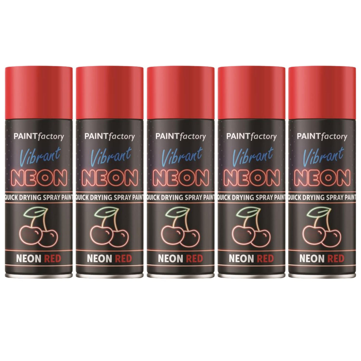 5X Paint Factory Red Fluorescent Neon Spray Paint 200ml
