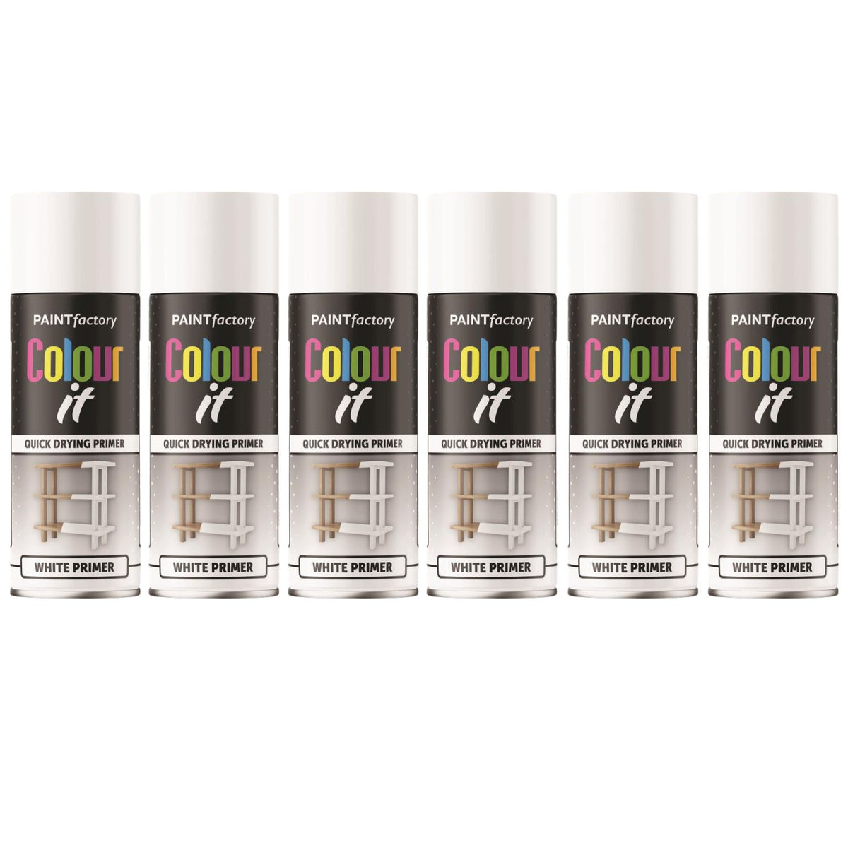 6X Paint Factory White Primer Spray Paint 400ml