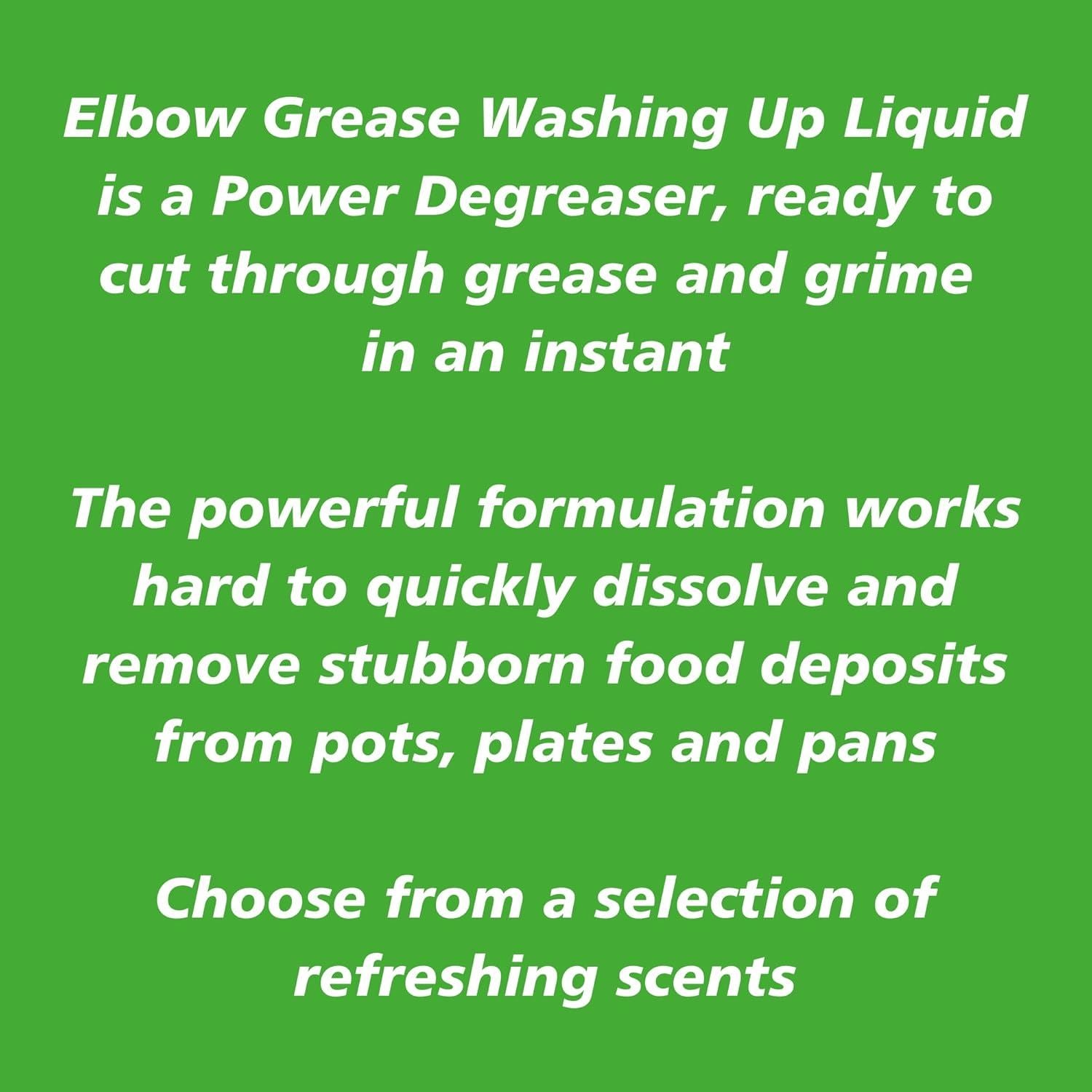 Elbow Grease apple fresh washing up liquid in a bottle with bright green label for effective cleaning