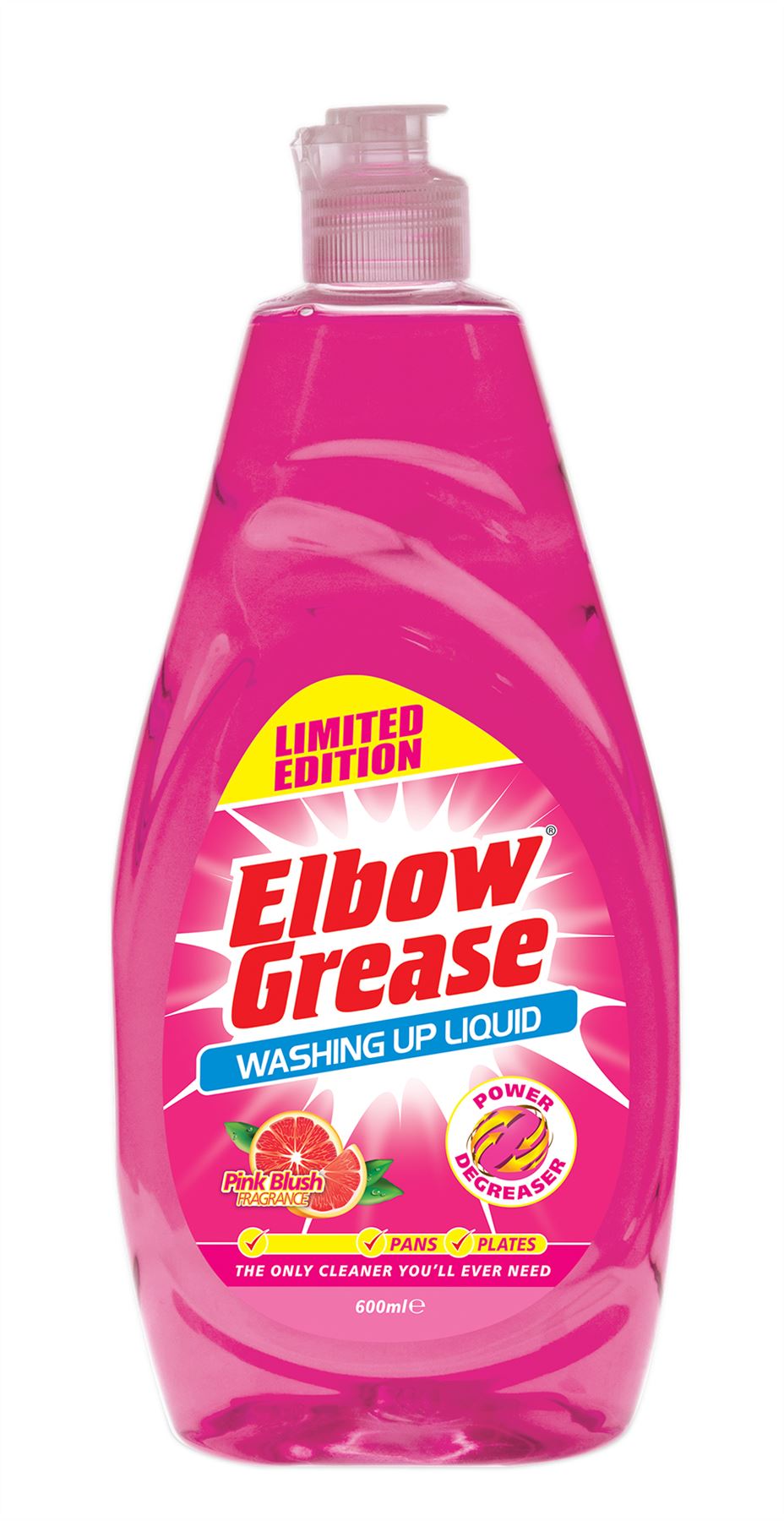 Elbow Grease Pink Blush washing up liquid in a 500ml bottle for effective dish cleaning