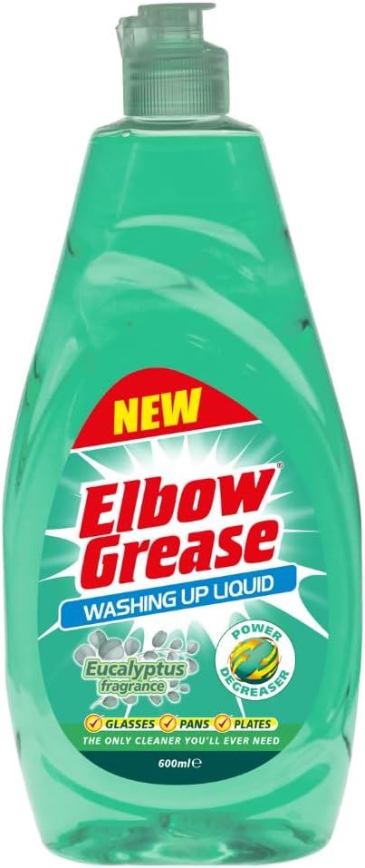 Elbow Grease washing up liquid eucalyptus in a green bottle for effective dish cleaning