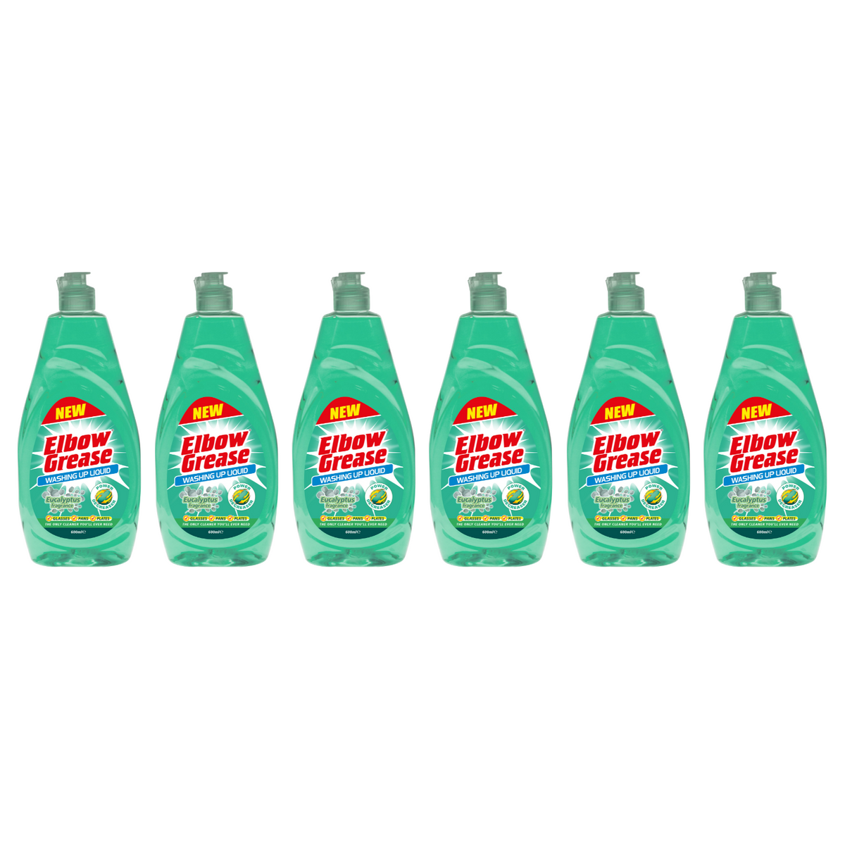 Pack of Elbow Grease washing up liquid eucalyptus bottles for effective dish cleaning