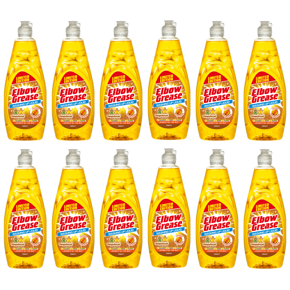Elbow Grease Washing Up Liquid Gingerbread with a bright yellow bottle for effective dishwashing