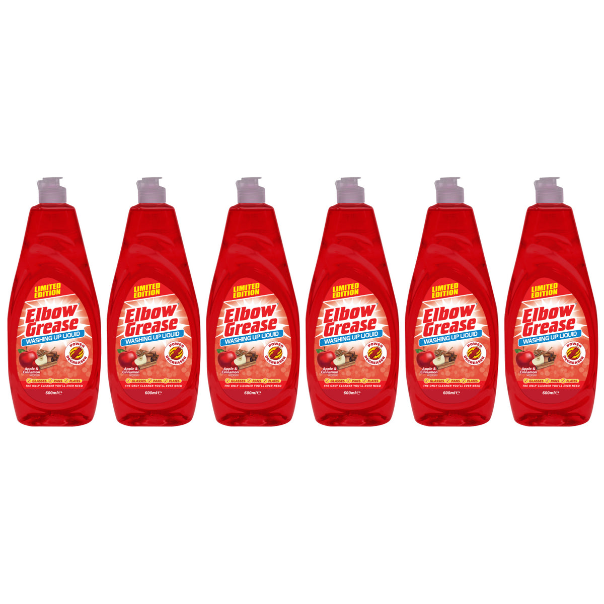 Elbow Grease washing up liquid multipack of six bottles for effective dish cleaning