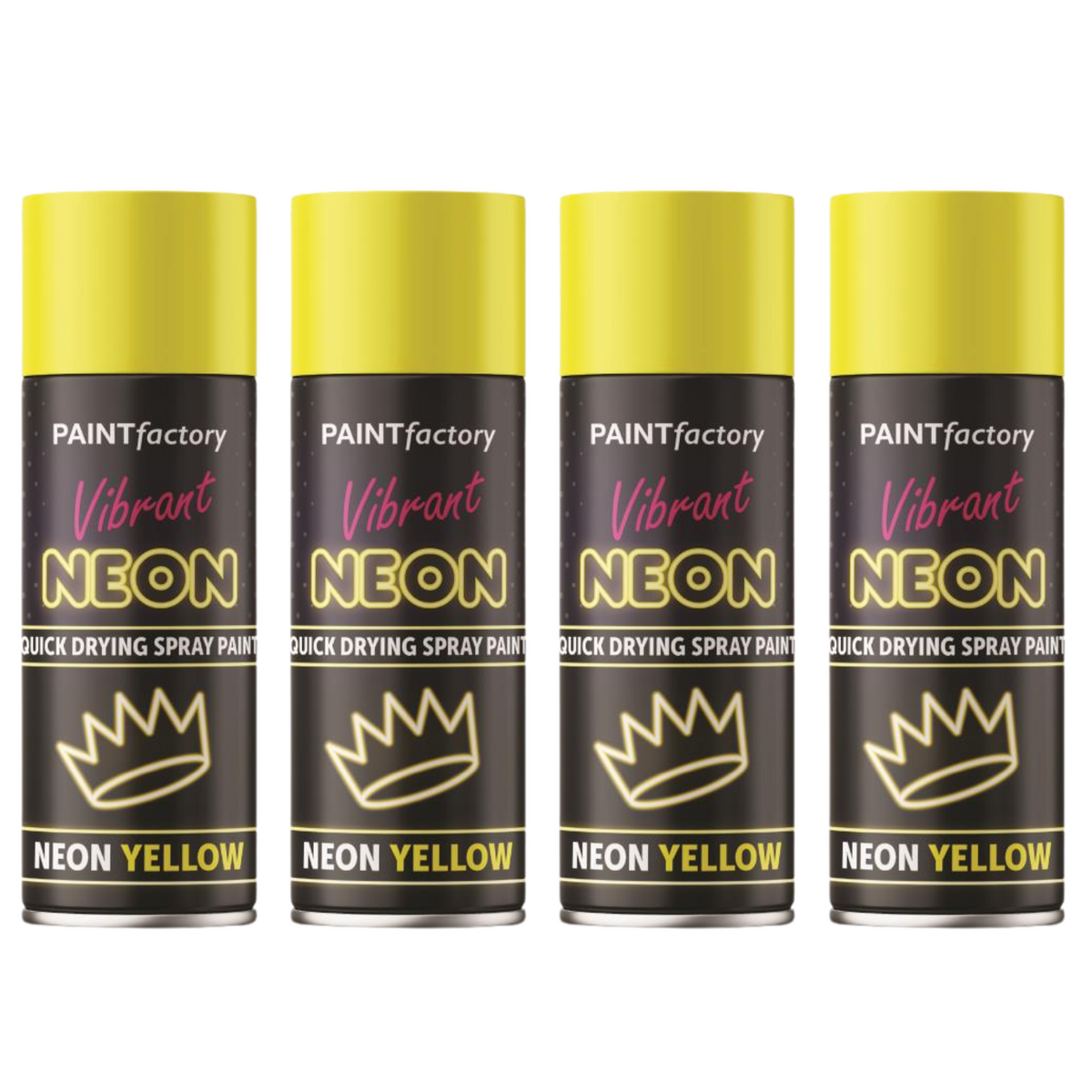 4X Paint Factory Fluorescent Neon Yellow Spray Paint 200ml