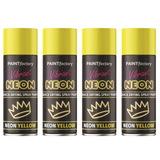 4X Paint Factory Fluorescent Neon Yellow Spray Paint 200ml