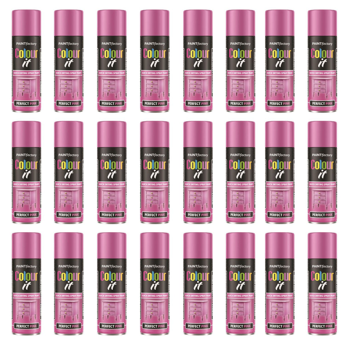 24X - Paint Factory Pink Gloss Spray Paint 250ml