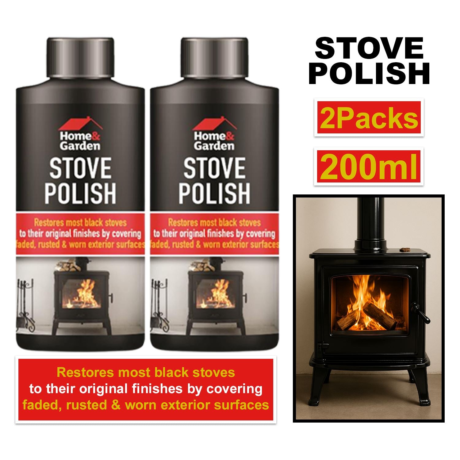 2X - Stove Polish Spray 200ml Cleaner