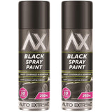 2X Auto Extreme Black Satin Spray Paint 250ml