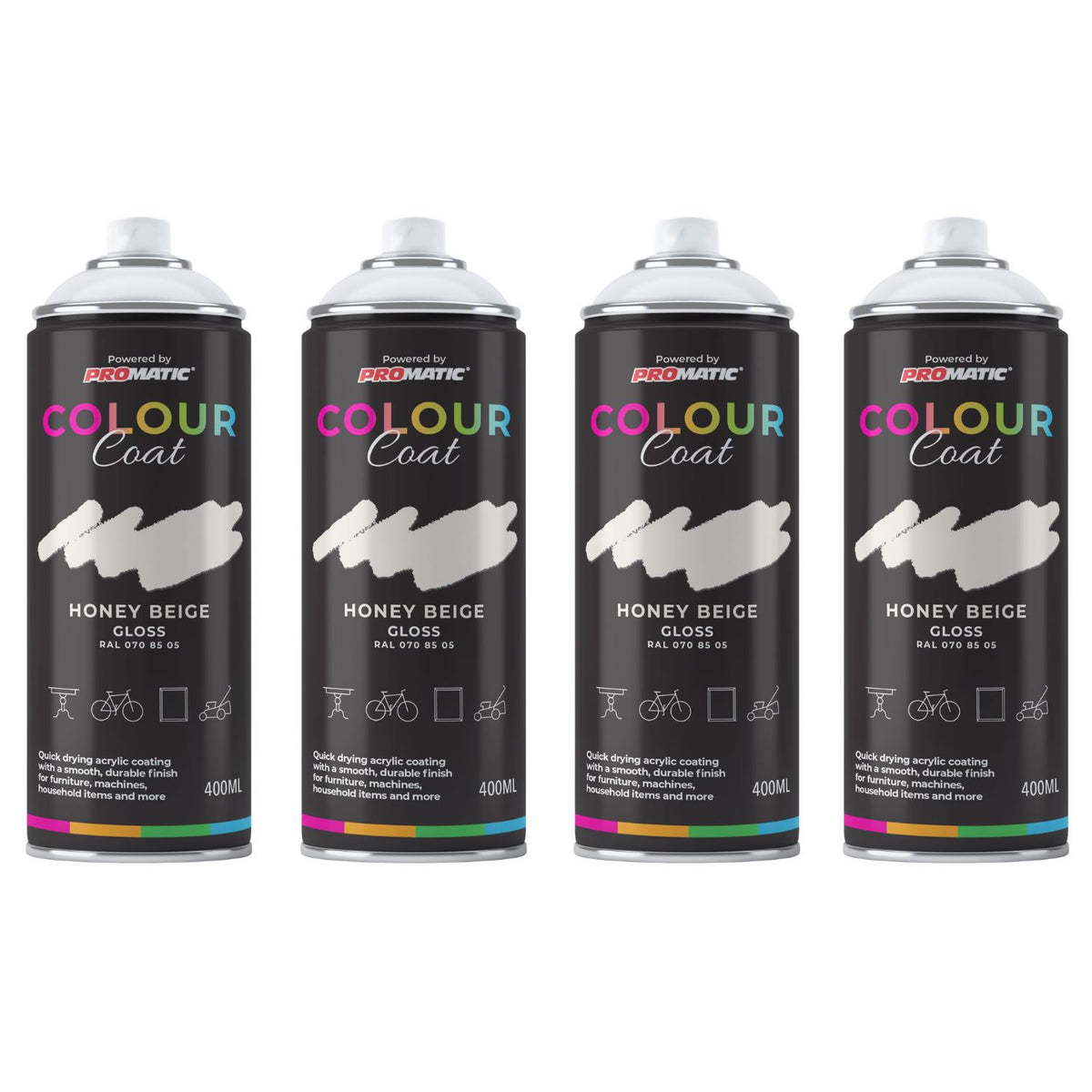 4X Honey Beige RAL 070 85 05 Gloss Spray Paint 400ml