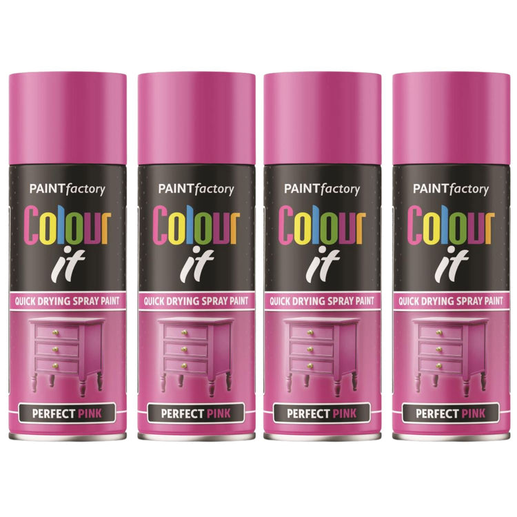 4X Paint Factory Perfect Pink Gloss Spray Paint 400ml