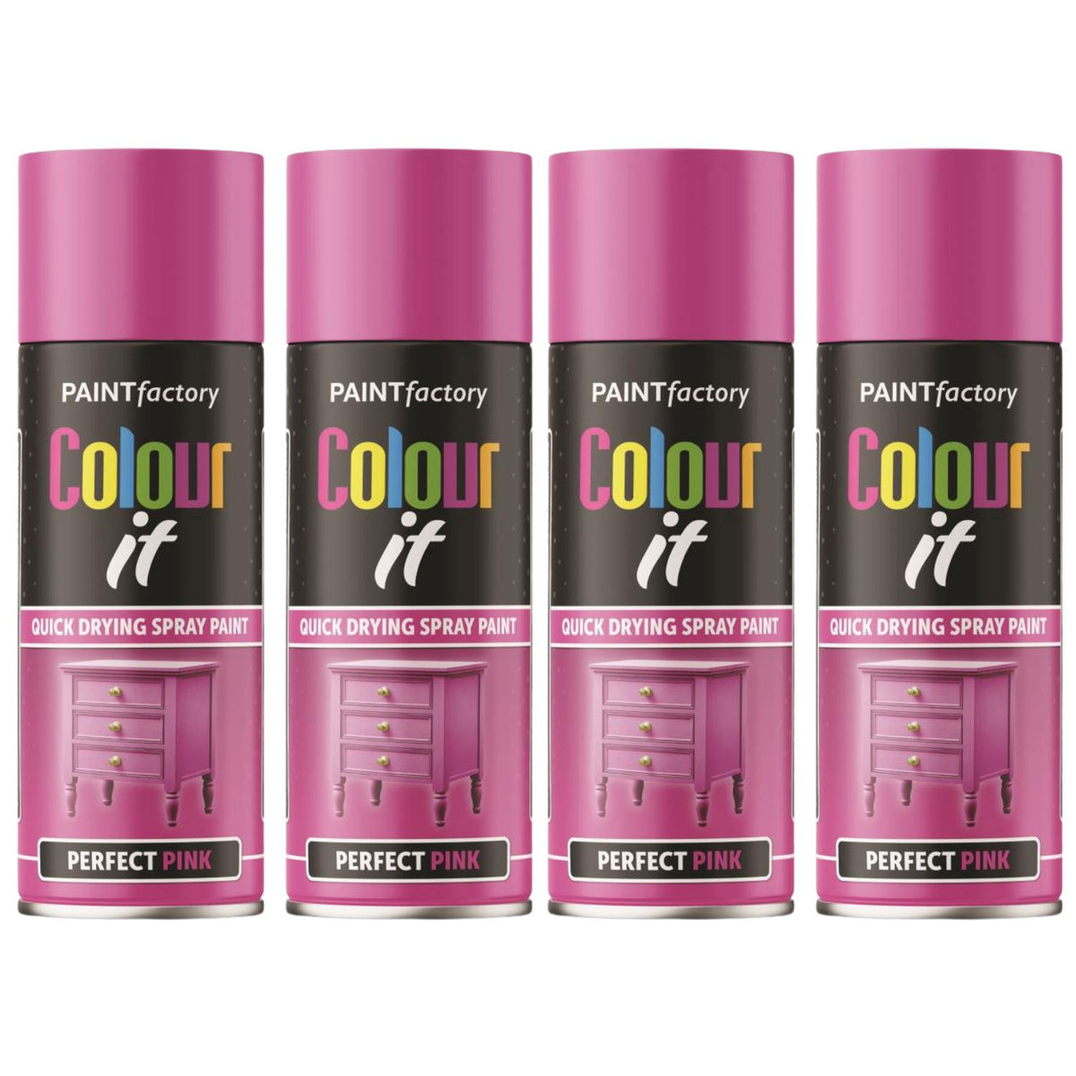 4X Paint Factory Perfect Pink Gloss Spray Paint 400ml