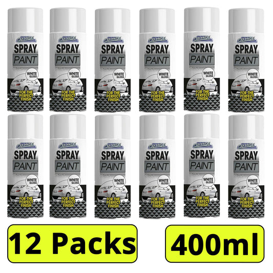 12X - Gloss White Car Spray 400ml