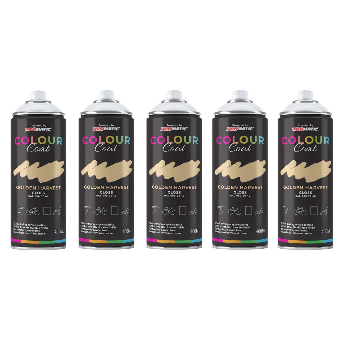 5X Golden Harvest RAL 080 80 40 Satin Spray Paint 400ml