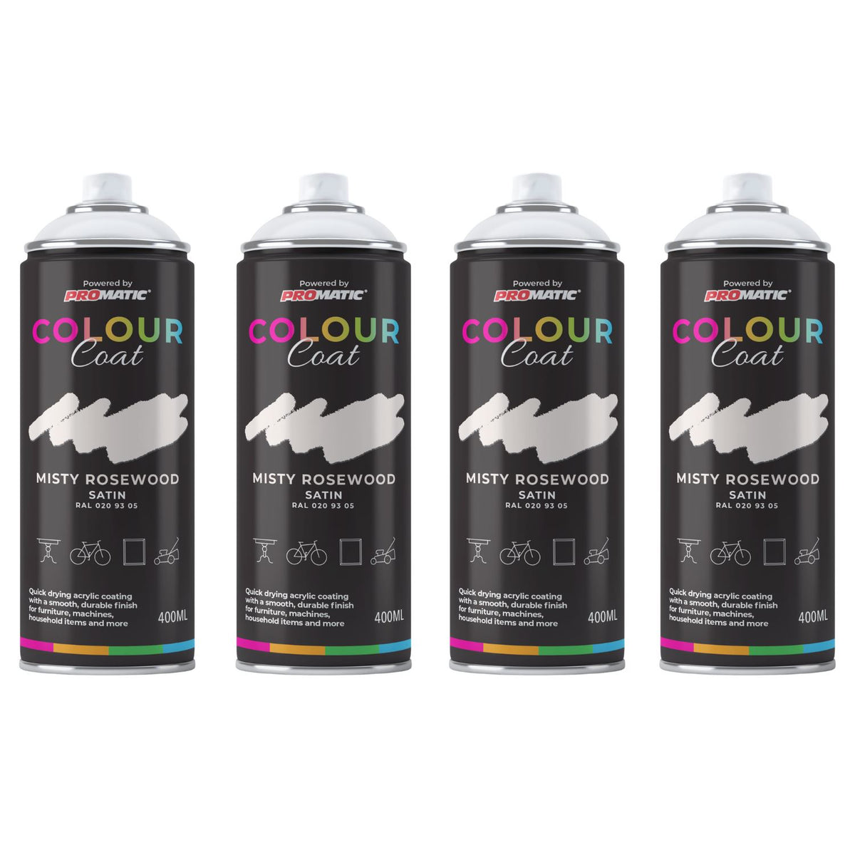 4X Misty Rosewood RAL 020 93 05 Satin Spray Paint 400ml