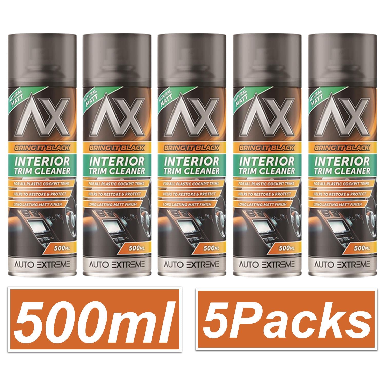 5X - Bring it Black Matt Interior Trim Cleaner Spray 500ml Spray Paint