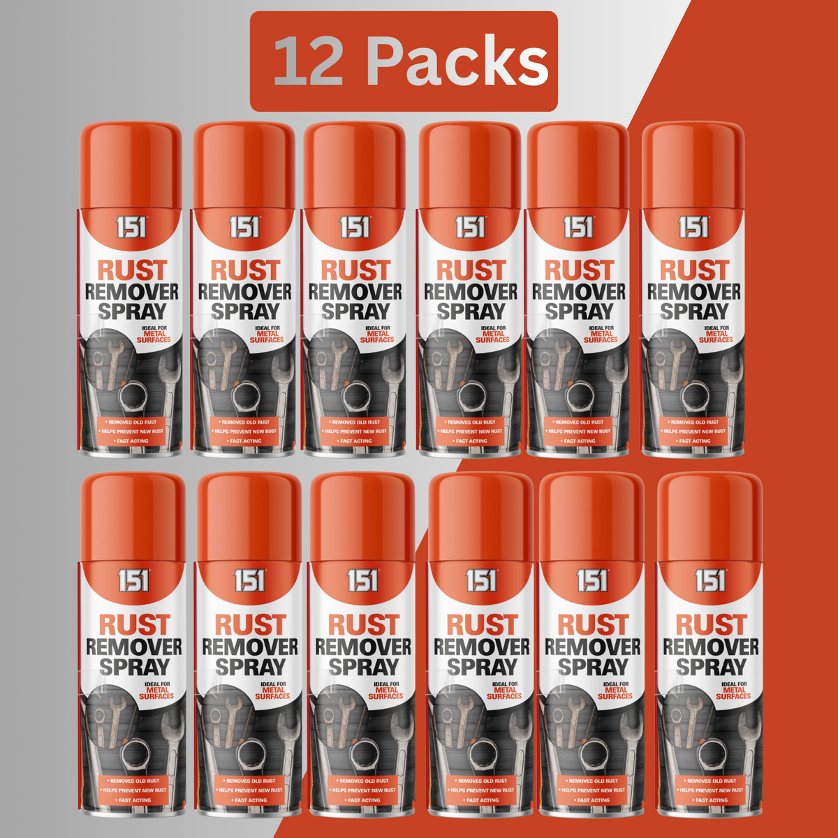 12X 151 Rust Remover Spray 400ml Removes Old Rust, Prevents New, Fast Acting