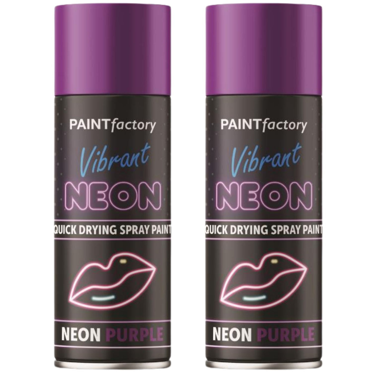 2X Paint Factory Purple Fluorescent Neon Spray Paint 200ml