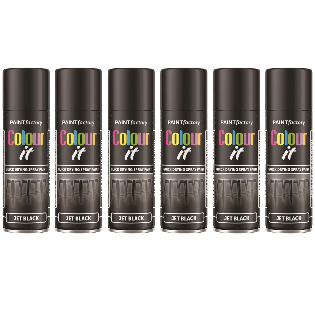 6X Paint Factory Black Gloss 250ml