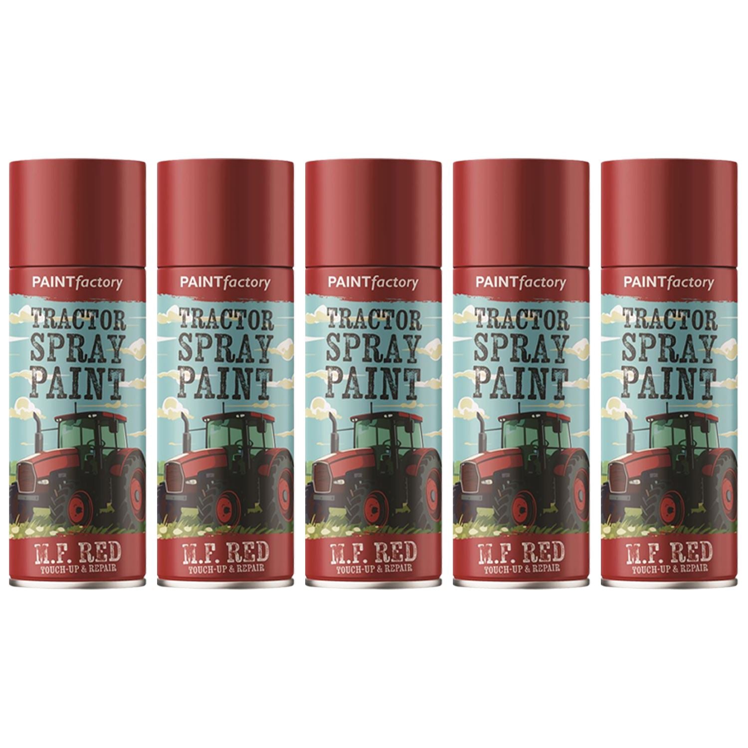 5X - Tractor Spray Paint Massey Ferguson Red 400ml Spray Paint