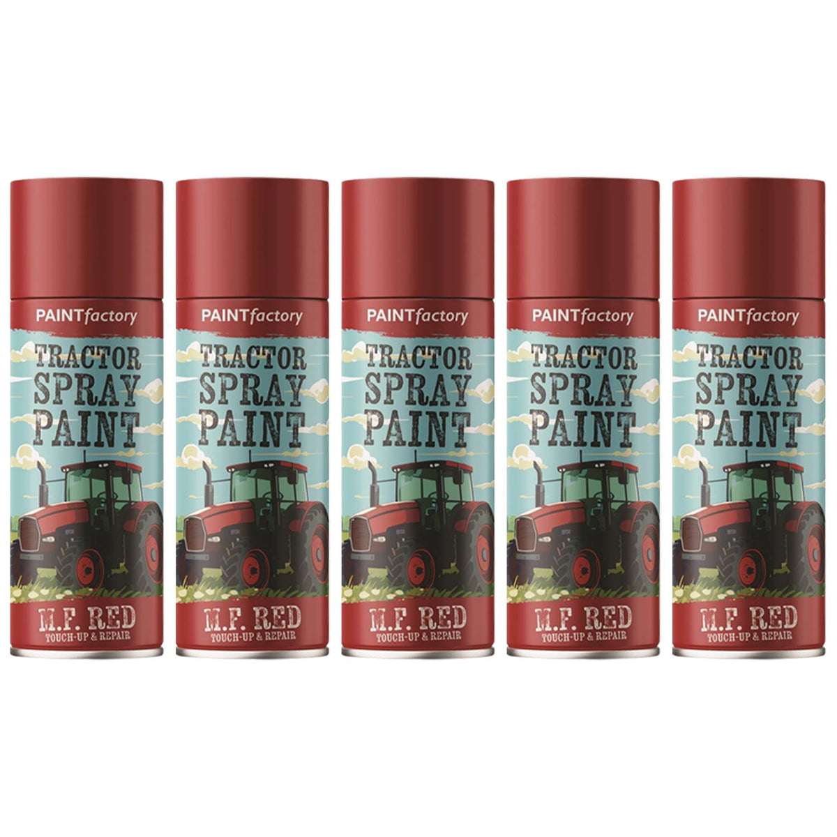 5X - Tractor Spray Paint Massey Ferguson Red 400ml Spray Paint