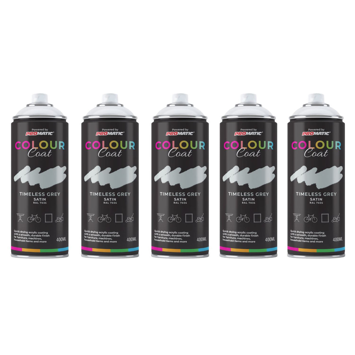 5X Timeless Grey RAL 7035 Satin Spray Paint 400ml