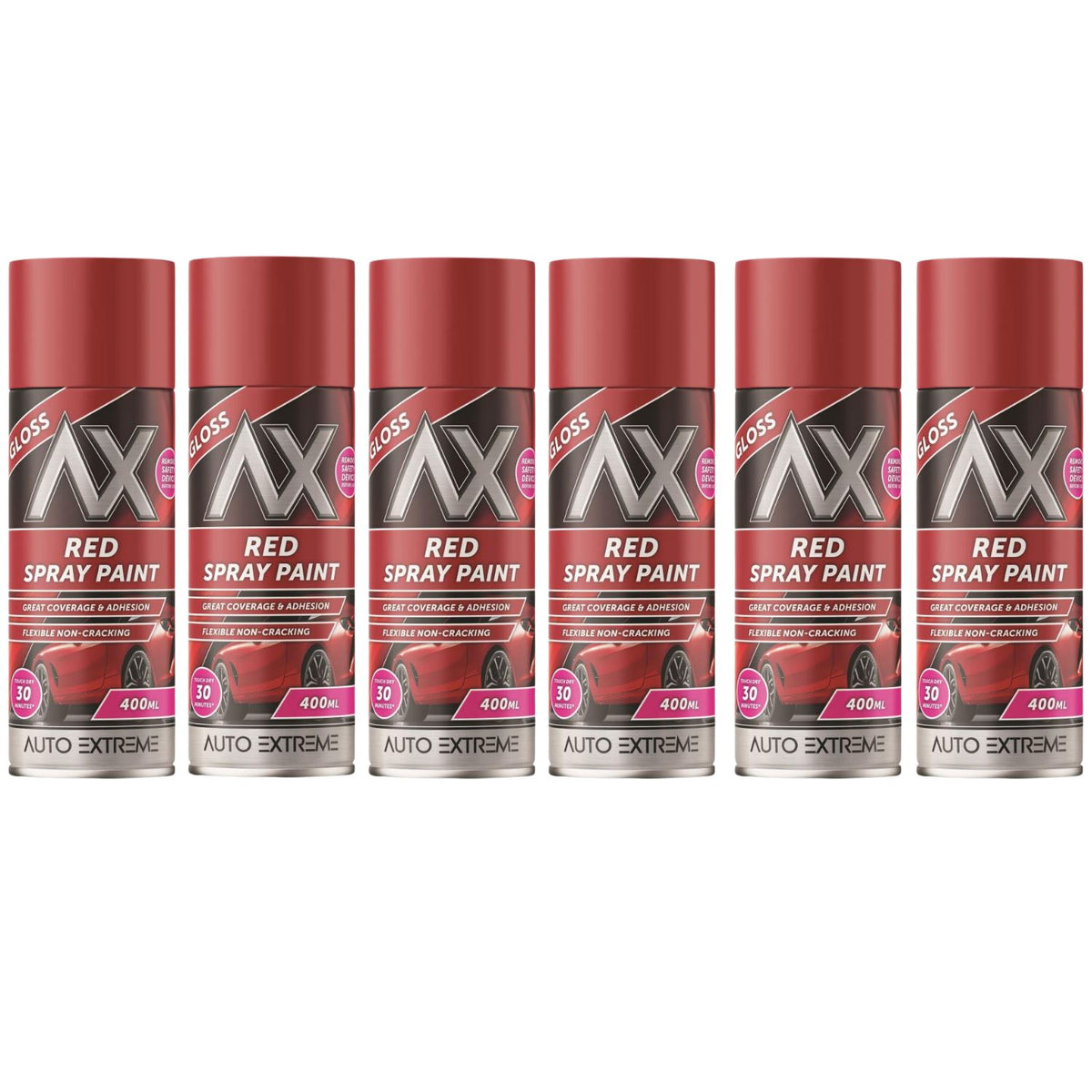 6X Auto Extreme Red Gloss Spray Paint 400ml