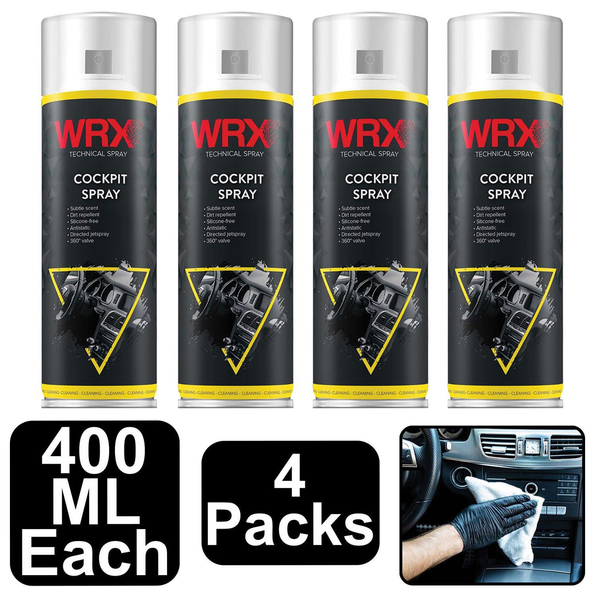 4X WRX Plastic Parts Cleaner Cockpit Spray 400ml