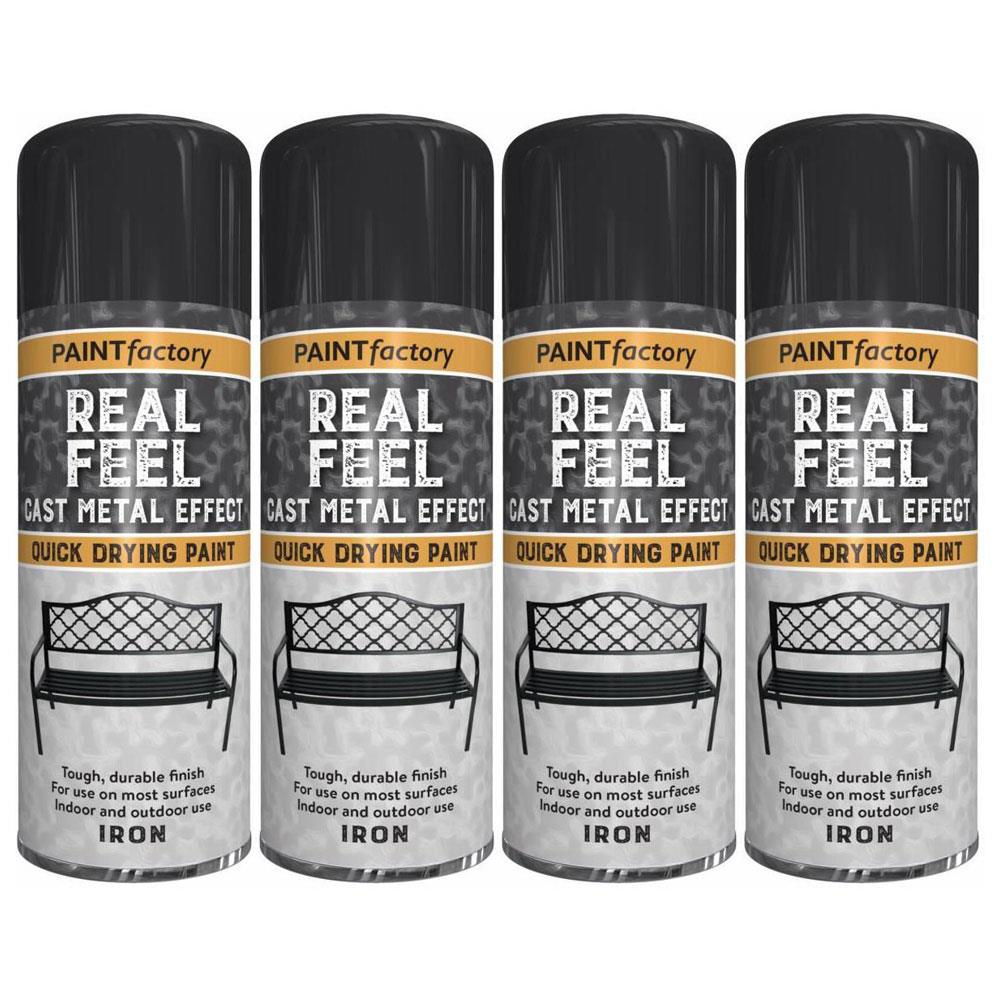 4X Paint Factory Cast Iron Effect Spray Paint 400ml
