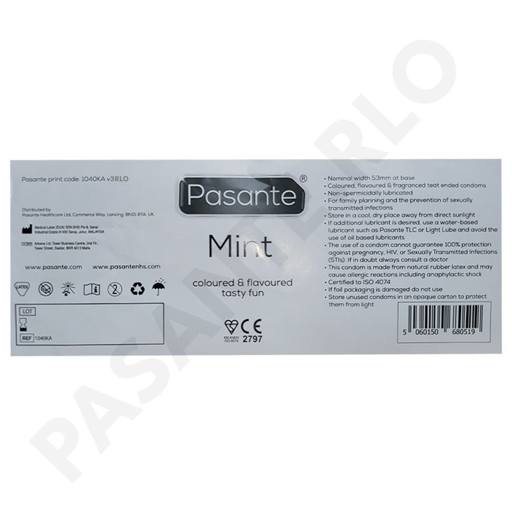 6X Pasante Mint Tingle Flavoured Latex Condoms