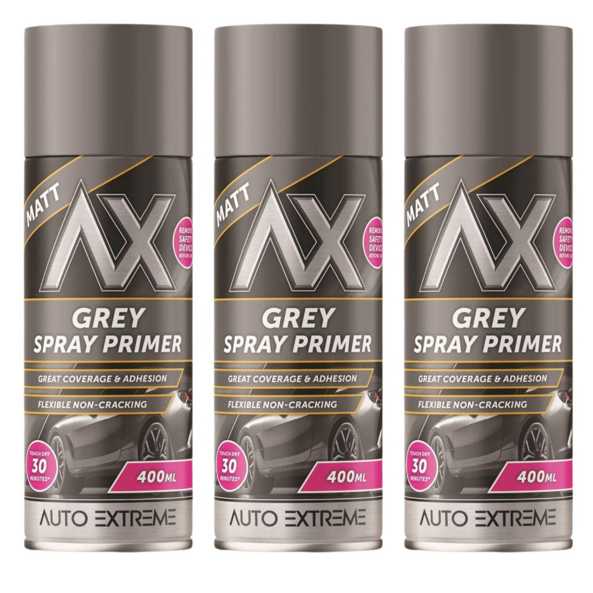 3X Auto Extreme Grey Primer Spray 400ml