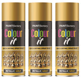 3X Paint Factory Gold Metallic Spray Paint 400ml