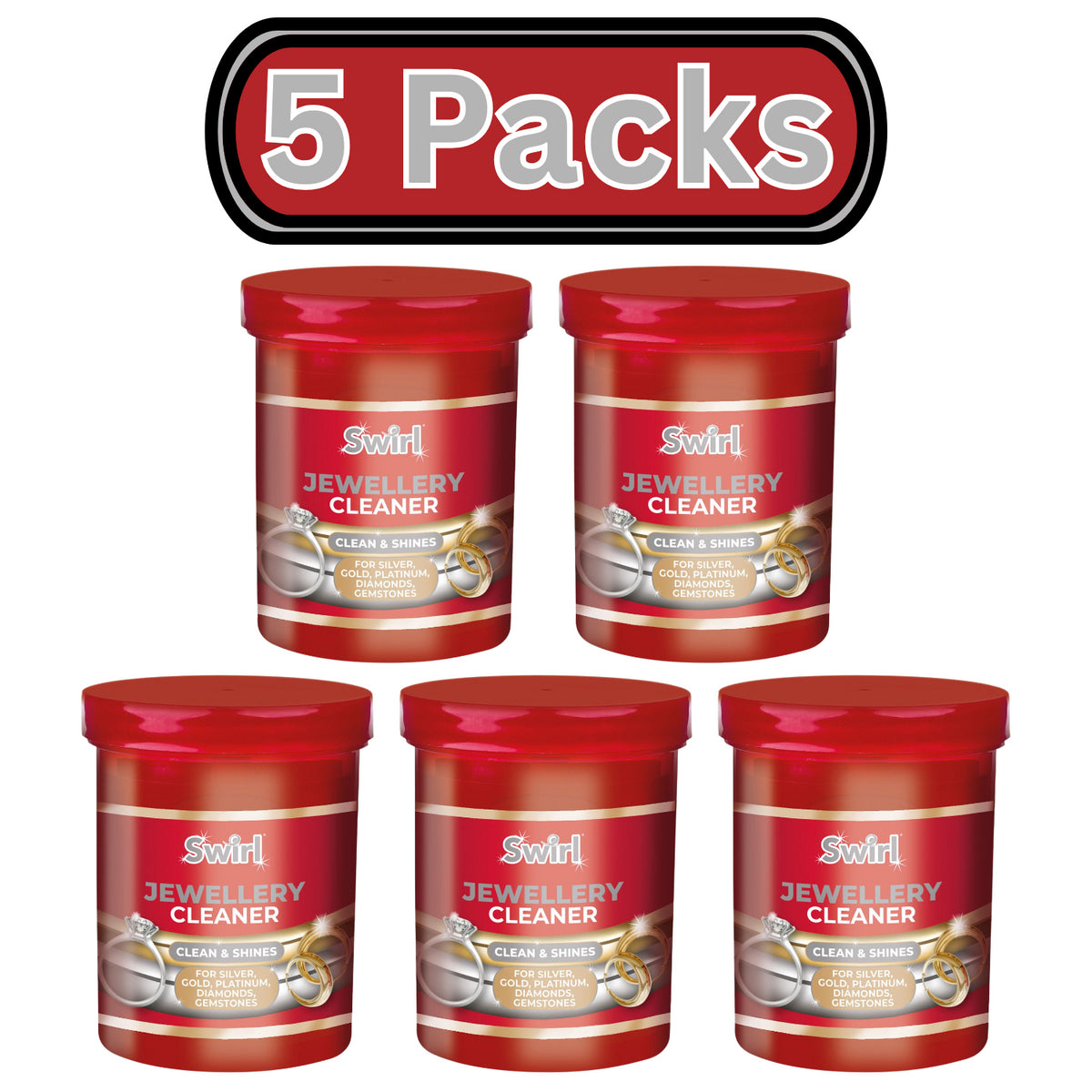 5X Swirl Liquid Jewellery Cleaner With Basket Cleans & Shines 145ml