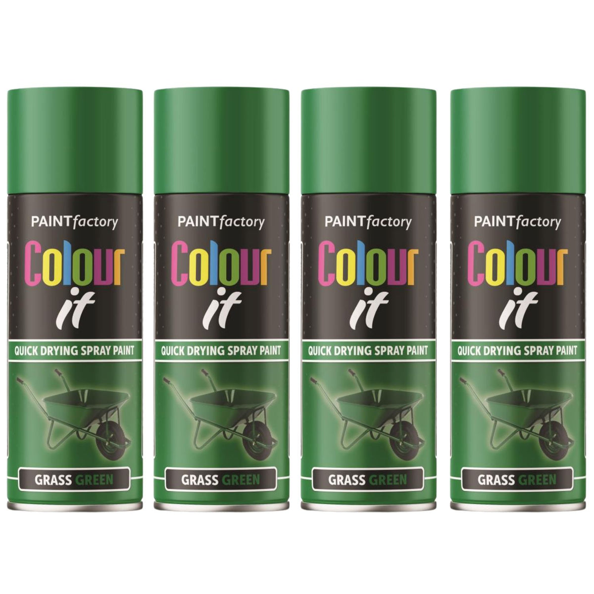 4X Paint Factory Grass Green Gloss Spray Paint 400ml.