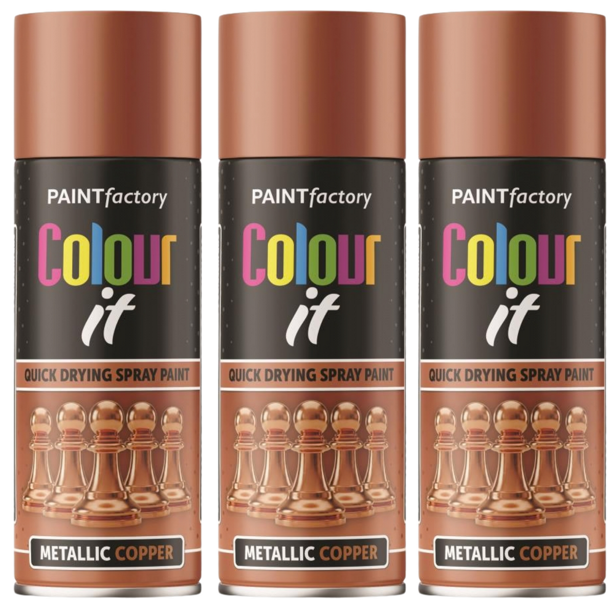 3X Paint Factory Copper  Metallic Spray Paint 400ml