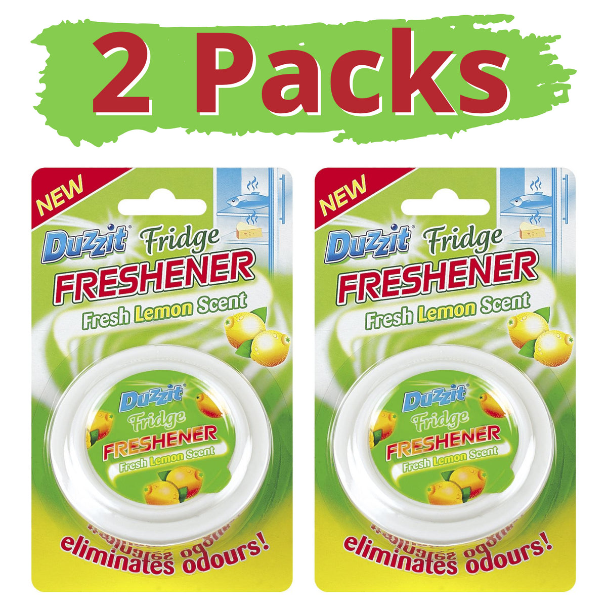 2X Duzzit Fresh Lemon Scented Oval Fridge Freshener