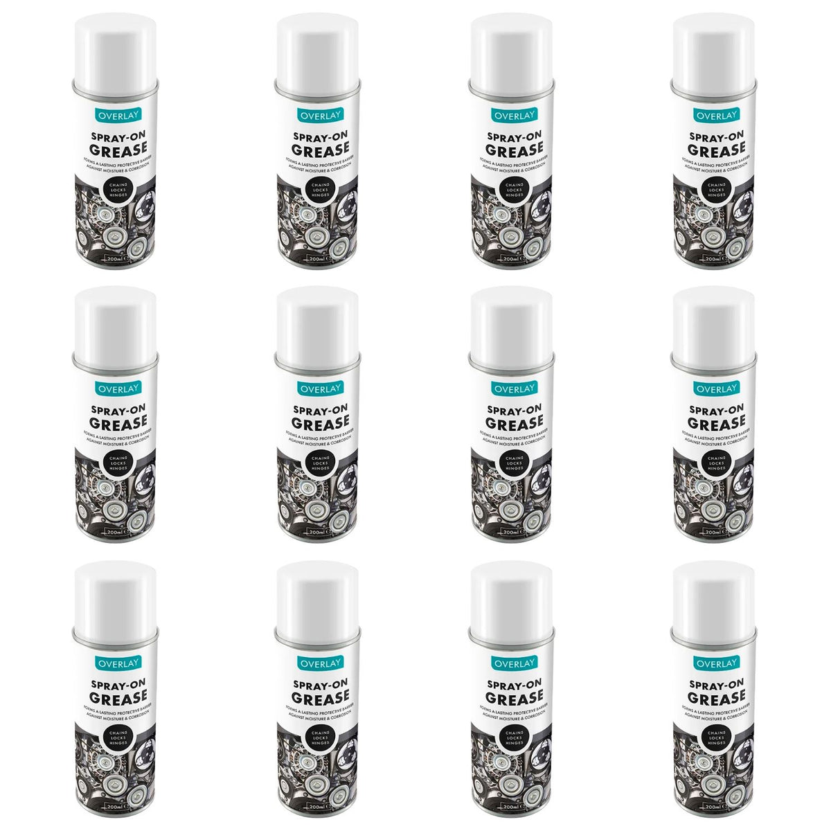 12X Overlay Clear Grease Professional Spray Lubricant 200ml