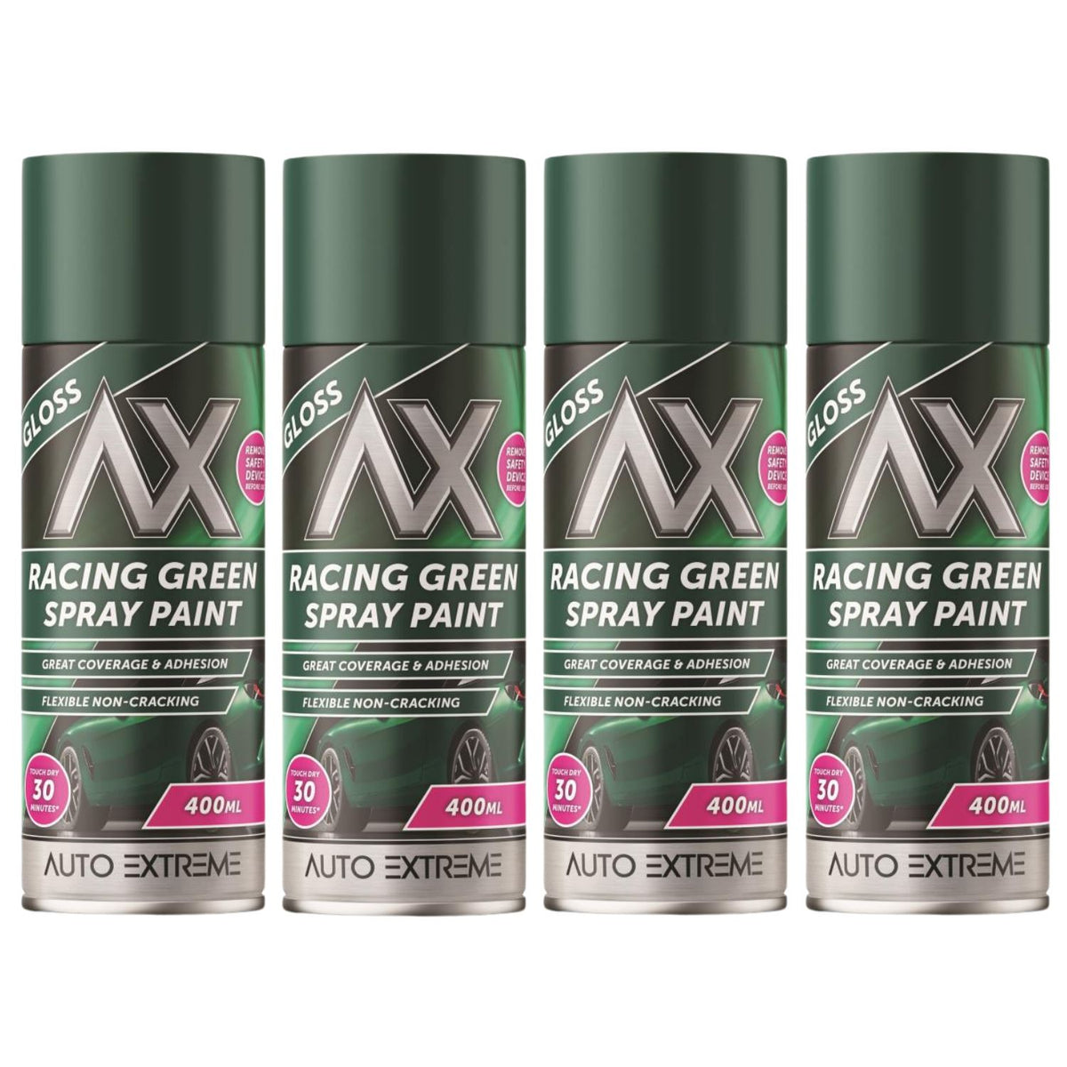 4X Auto Extreme Racing Green Spray Paint 400ml