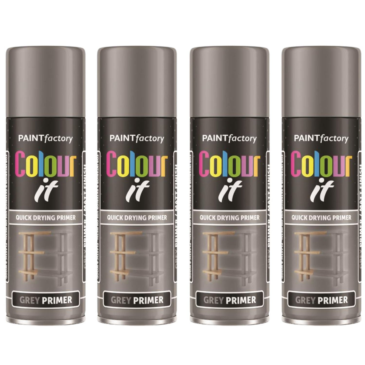 4X Paint Factory Grey Primer Spray 250ml