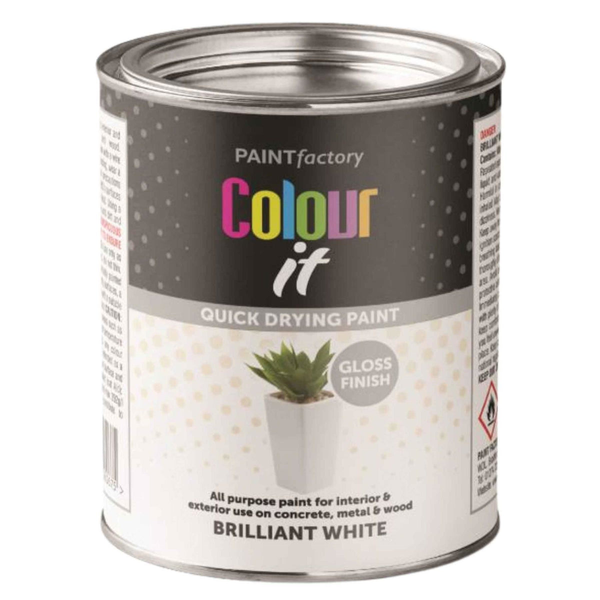 24X - Paint Factory Brilliant White Gloss Tin Paint 300ml