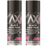 2X Auto Extreme Black Gloss Spray Paint 400ml