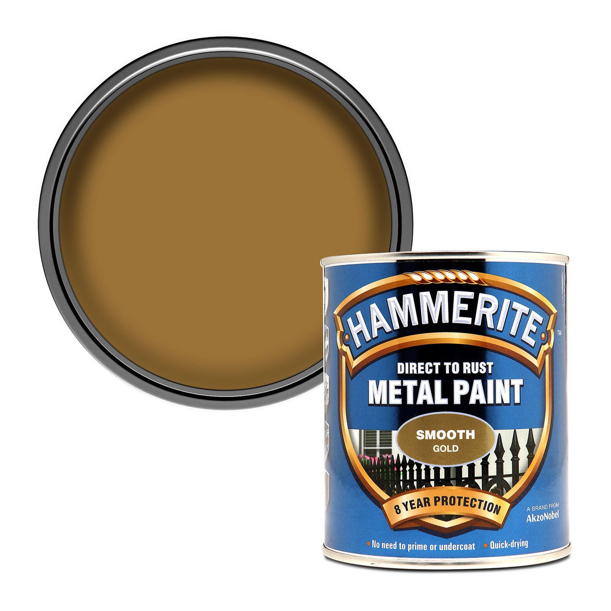 Hammerite Smooth Gold Paint 750ml Tin Paint