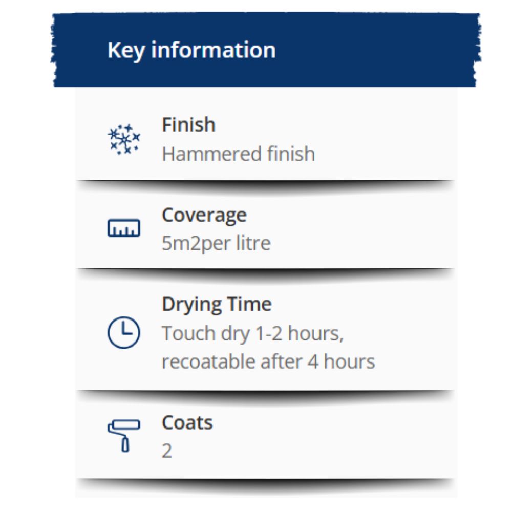 Hammerite hammered silver paint 250ml tin with hammered finish and 5m2 coverage per litre