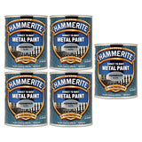 5X Hammerite Hammered Silver Paint 750ml Tin Paint