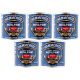Five cans of Hammerite Red Paint 250ml Direct to Rust Metal Paint smooth red finish