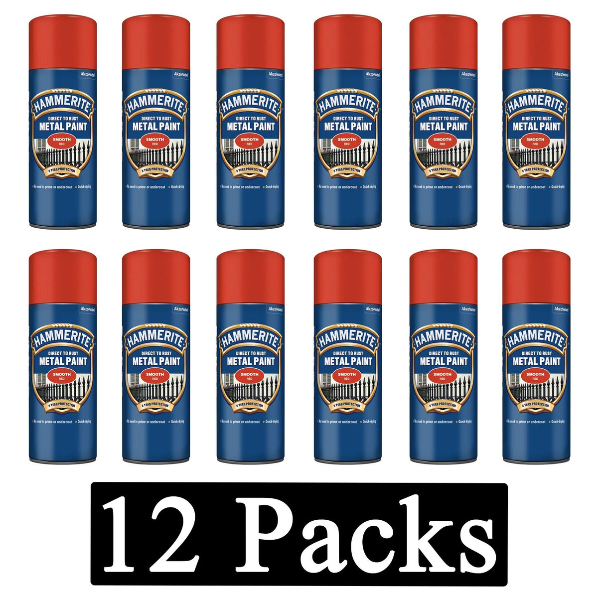 12X Hammerite Smooth Red Spray Paint 400ml Spray Paint