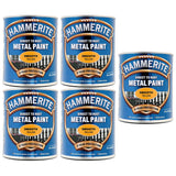 5X Hammerite Smooth Yellow Paint 750ml Tin Paint